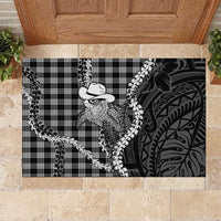 Black Hawaii Palaka Cowboy Turtle Rubber Doormat Hawaiian Paniolo Puakenikeni Maile Lei DT05 Black - Polynesian Pride