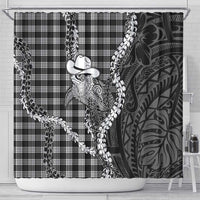 Black Hawaii Palaka Cowboy Turtle Shower Curtain Hawaiian Paniolo Puakenikeni Maile Lei DT05 - Polynesian Pride