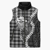 Black Hawaii Palaka Cowboy Turtle Sleeveless Puffer Jacket Hawaiian Paniolo Puakenikeni Maile Lei DT05 Unisex Black - Polynesian Pride