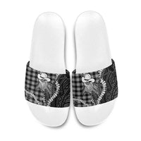 Black Hawaii Palaka Cowboy Turtle Slide Sandals Hawaiian Paniolo Puakenikeni Maile Lei DT05 Black - Polynesian Pride