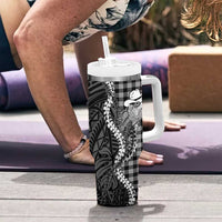 Black Hawaii Palaka Cowboy Turtle Tumbler With Handle Hawaiian Paniolo Puakenikeni Maile Lei DT05 - Polynesian Pride