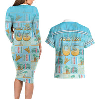 Custom Hawaii Surfing Couples Matching Long Sleeve Bodycon Dress and Hawaiian Shirt He'e Nalu DT05 - Polynesian Pride