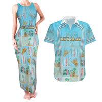 Custom Hawaii Surfing Couples Matching Tank Maxi Dress and Hawaiian Shirt He'e Nalu