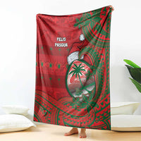Guam Christmas Blanket Chamorro Seal Hat Santa Tribal Waves - Polynesian Pride