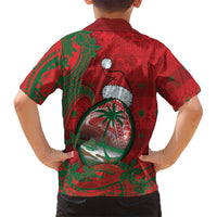 Guam Christmas Hawaiian Shirt Chamorro Seal Hat Santa Tribal Waves - Polynesian Pride
