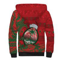 Guam Christmas Sherpa Hoodie Chamorro Seal Hat Santa Tribal Waves - Polynesian Pride