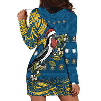 Nauru Christmas Hoodie Dress Frigatebird Bird Santa Tribal Waves DT05 - Polynesian Pride