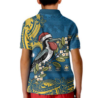 Nauru Christmas Kid Polo Shirt Frigatebird Bird Santa Tribal Waves - Polynesian Pride