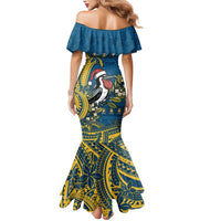 Nauru Christmas Mermaid Dress Frigatebird Bird Santa Tribal Waves DT05 - Polynesian Pride