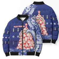 Northern Mariana Islands Christmas Bomber Puffer Jacket Seashell Xmas Tree Tribal Waves DT05 - Polynesian Pride