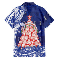 Northern Mariana Islands Christmas Family Matching Long Sleeve Bodycon Dress and Hawaiian Shirt Seashell Xmas Tree Tribal Waves DT05 - Polynesian Pride