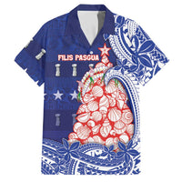 Northern Mariana Islands Christmas Family Matching Off Shoulder Maxi Dress and Hawaiian Shirt Seashell Xmas Tree Tribal Waves DT05 Dad's Shirt - Short Sleeve Navy - Polynesian Pride