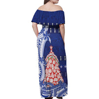 Northern Mariana Islands Christmas Family Matching Off Shoulder Maxi Dress and Hawaiian Shirt Seashell Xmas Tree Tribal Waves DT05 - Polynesian Pride