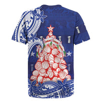 Northern Mariana Islands Christmas Rugby Jersey Seashell Xmas Tree Tribal Waves - Polynesian Pride