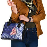 Northern Mariana Islands Christmas Shoulder Handbag Seashell Xmas Tree Tribal Waves - Polynesian Pride