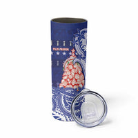 Northern Mariana Islands Christmas Skinny Tumbler Seashell Xmas Tree Tribal Waves DT05 - Polynesian Pride
