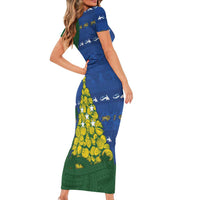 Solomon Islands Christmas Family Matching Short Sleeve Bodycon Dress and Hawaiian Shirt Seashell Xmas Tree Tribal Waves DT05 - Polynesian Pride
