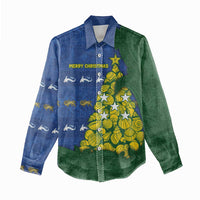 Solomon Islands Christmas Women Casual Shirt Seashell Xmas Tree Tribal Waves - Polynesian Pride