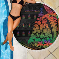 New Caledonia Christmas Beach Blanket Seashell Xmas Tree Tribal Waves - Polynesian Pride