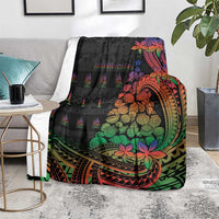 New Caledonia Christmas Blanket Seashell Xmas Tree Tribal Waves - Polynesian Pride