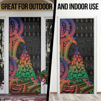 New Caledonia Christmas Door Cover Seashell Xmas Tree Tribal Waves - Polynesian Pride