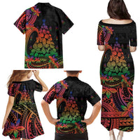 New Caledonia Christmas Family Matching Puletasi and Hawaiian Shirt Seashell Xmas Tree Tribal Waves DT05 - Polynesian Pride
