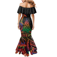 New Caledonia Christmas Mermaid Dress Seashell Xmas Tree Tribal Waves - Polynesian Pride