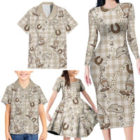 Hawaii Palaka Cowboy Family Matching Long Sleeve Bodycon Dress and Hawaiian Shirt Shell Maile Lei With Western Patterns DT05 - Polynesian Pride