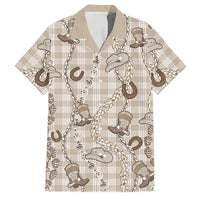 Hawaii Palaka Cowboy Family Matching Off Shoulder Maxi Dress and Hawaiian Shirt Shell Maile Lei With Western Patterns DT05 Dad's Shirt - Short Sleeve Beige - Polynesian Pride