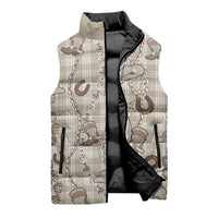 Hawaii Palaka Cowboy Sleeveless Puffer Jacket Shell Maile Lei With Western Patterns - Polynesian Pride