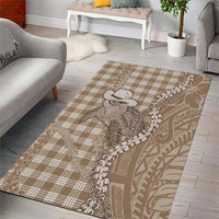 Beige Hawaii Palaka Cowboy Turtle Area Rug Hawaiian Paniolo Puakenikeni Maile Lei DT05 - Polynesian Pride