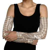 Beige Hawaii Palaka Cowboy Turtle Arm Sleeves Hawaiian Paniolo Puakenikeni Maile Lei DT05 - Polynesian Pride