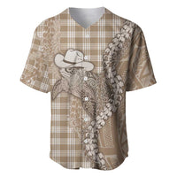 Beige Hawaii Palaka Cowboy Turtle Baseball Jersey Hawaiian Paniolo Puakenikeni Maile Lei DT05 Beige - Polynesian Pride
