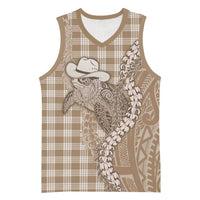 Beige Hawaii Palaka Cowboy Turtle Basketball Jersey Hawaiian Paniolo Puakenikeni Maile Lei DT05 Unisex Beige - Polynesian Pride