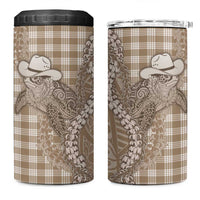 Beige Hawaii Palaka Cowboy Turtle 4 in 1 Can Cooler Tumbler Hawaiian Paniolo Puakenikeni Maile Lei DT05 One Size: 16 oz Beige - Polynesian Pride