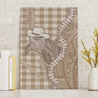 Beige Hawaii Palaka Cowboy Turtle Canvas Wall Art Hawaiian Paniolo Puakenikeni Maile Lei DT05 Without Frame Beige - Polynesian Pride