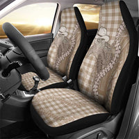 Beige Hawaii Palaka Cowboy Turtle Car Seat Cover Hawaiian Paniolo Puakenikeni Maile Lei DT05 - Polynesian Pride