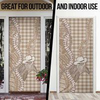 Beige Hawaii Palaka Cowboy Turtle Door Cover Hawaiian Paniolo Puakenikeni Maile Lei DT05 - Polynesian Pride