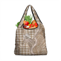 Beige Hawaii Palaka Cowboy Turtle Grocery Bag Hawaiian Paniolo Puakenikeni Maile Lei DT05 1-pack One Size Beige - Polynesian Pride