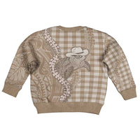 Beige Hawaii Palaka Cowboy Turtle Kid Ugly Christmas Sweater Hawaiian Paniolo Puakenikeni Maile Lei DT05 - Polynesian Pride