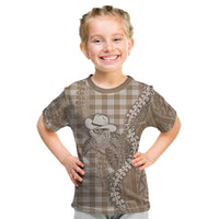 Beige Hawaii Palaka Cowboy Turtle Kid T Shirt Hawaiian Paniolo Puakenikeni Maile Lei DT05 Beige - Polynesian Pride