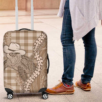 Beige Hawaii Palaka Cowboy Turtle Luggage Cover Hawaiian Paniolo Puakenikeni Maile Lei DT05 Beige - Polynesian Pride