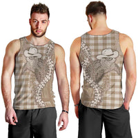 Beige Hawaii Palaka Cowboy Turtle Men Tank Top Hawaiian Paniolo Puakenikeni Maile Lei DT05 - Polynesian Pride