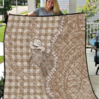 Beige Hawaii Palaka Cowboy Turtle Quilt Hawaiian Paniolo Puakenikeni Maile Lei DT05 Beige - Polynesian Pride