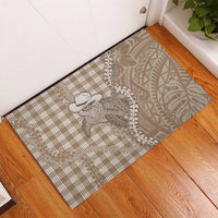 Beige Hawaii Palaka Cowboy Turtle Rubber Doormat Hawaiian Paniolo Puakenikeni Maile Lei DT05 - Polynesian Pride