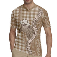 Beige Hawaii Palaka Cowboy Turtle Rugby Jersey Hawaiian Paniolo Puakenikeni Maile Lei DT05 - Polynesian Pride