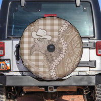 Beige Hawaii Palaka Cowboy Turtle Spare Tire Cover Hawaiian Paniolo Puakenikeni Maile Lei DT05 Beige - Polynesian Pride