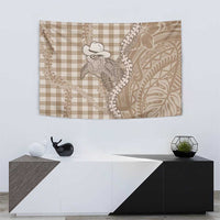 Beige Hawaii Palaka Cowboy Turtle Tapestry Hawaiian Paniolo Puakenikeni Maile Lei - Polynesian Pride
