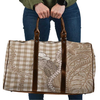 Beige Hawaii Palaka Cowboy Turtle Travel Bag Hawaiian Paniolo Puakenikeni Maile Lei DT05 Beige - Polynesian Pride