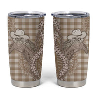 Beige Hawaii Palaka Cowboy Turtle Tumbler Cup Hawaiian Paniolo Puakenikeni Maile Lei DT05 Beige - Polynesian Pride